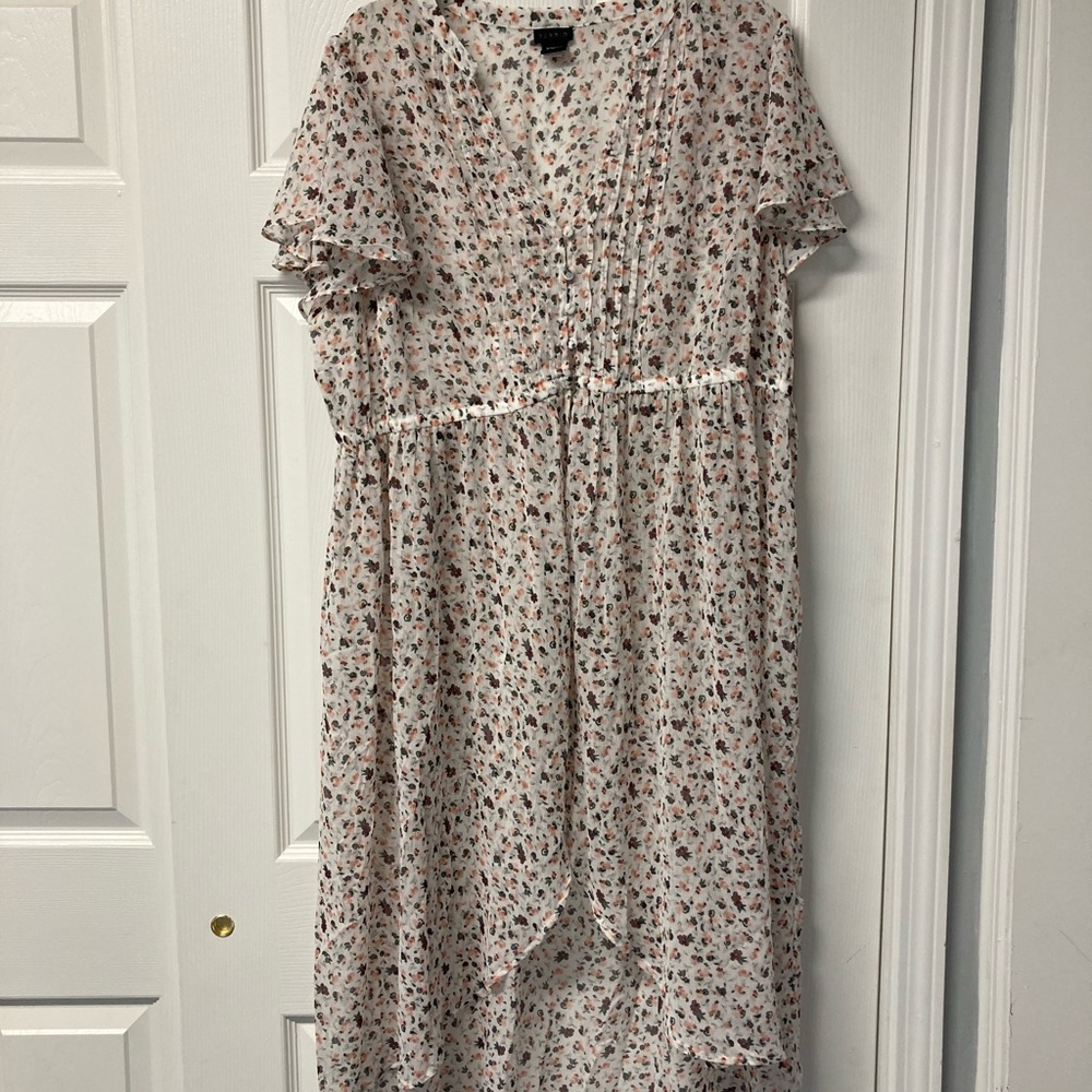 Torrid floral sheer high low dress size 2